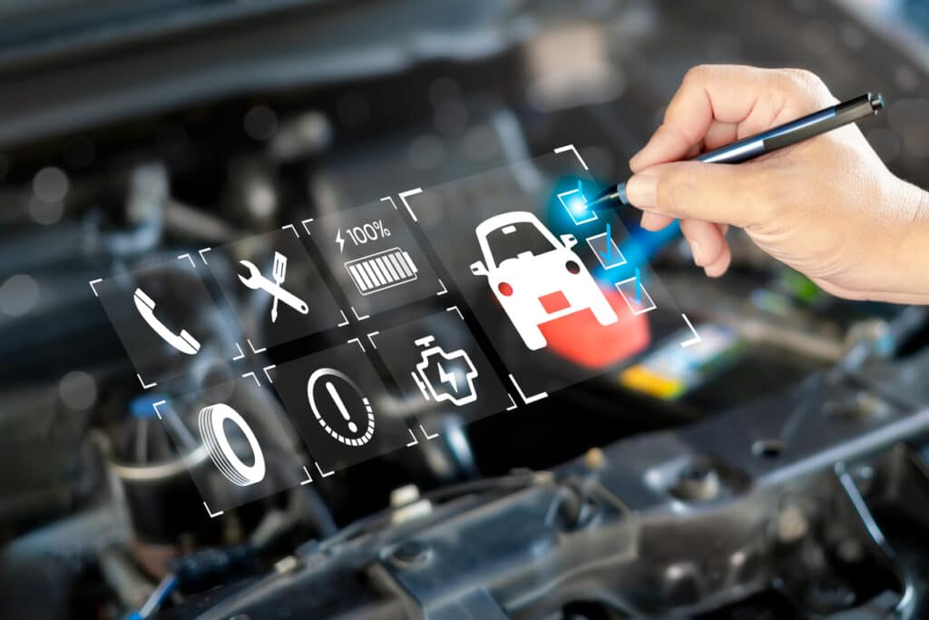 technician checking car